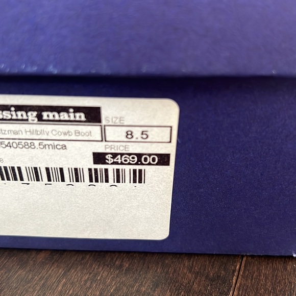 NIB Stuart Weitzman “Hillbilly” pewter metallic croc Leather studded Cowboy Boot - Picture 13 of 16